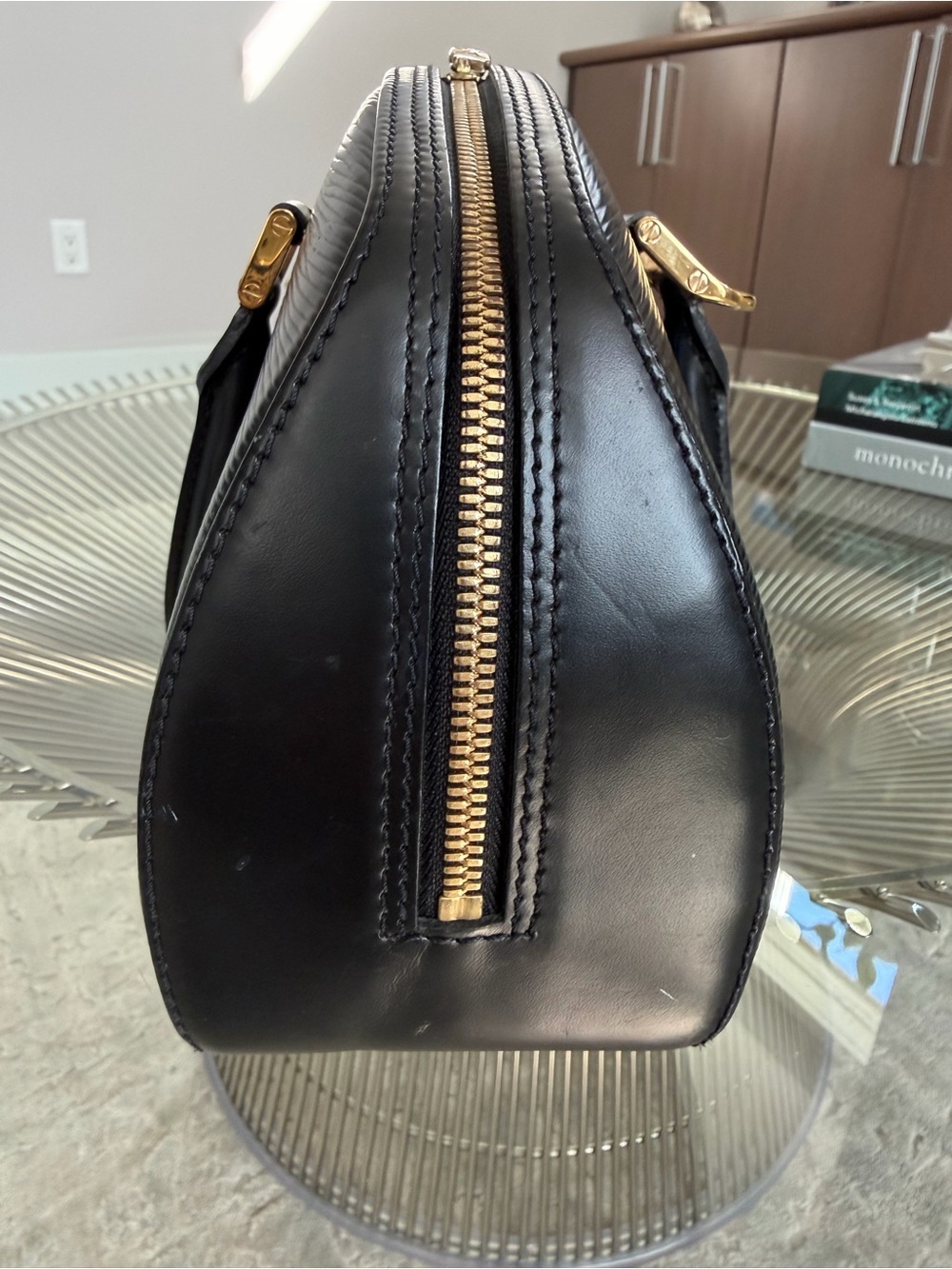 Louis Vuitton Black Epi Leather Satchel with Gold Hardware - Picture 14 of 16